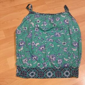 Lands’ End size 8 Tankini tummy control top blue‎ green